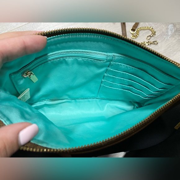 COPY - Lily Jade Crossbody Wristlet in Old English & Gold, Very Good Condition - Picture 4 of 8